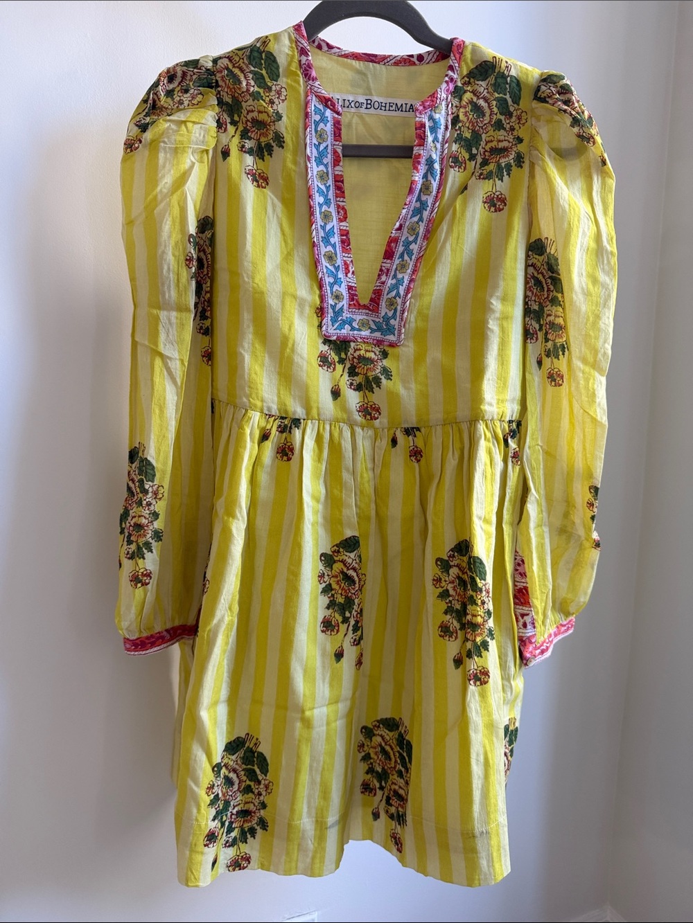 Alix Of Bohemia Yellow Striped Floral Dress